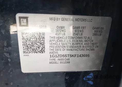 2019 Chevrolet Malibu Lt from USA, damaged, VIN 1G1ZD5ST5KF143695